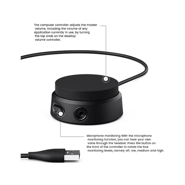 USB-kontrollerkabel for A10 A40 Qc35ii Qc45 Hodetelefon Mikrofon/volumkontroll
