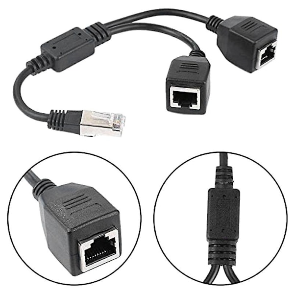 Rj45 1 hane till 2 hona Ethernet-splitterkabel för Super Cat5, Cat6, Cat7 LAN Ethernet-nätverk