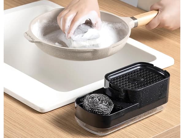 Dish Soap Dispenser - For Sink, with Sponge Holder