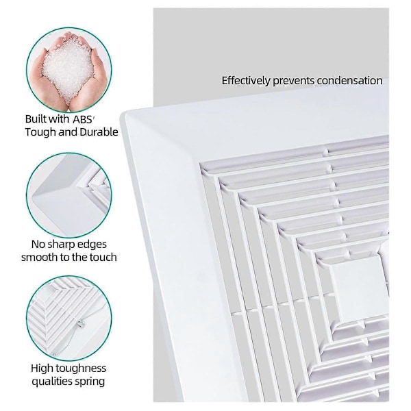 Badeværelsesventilator Dæksel med Fjedre Udskiftningsdele til Firkantet Loft- eller Vægmonteret Ventilator, Badeværelse