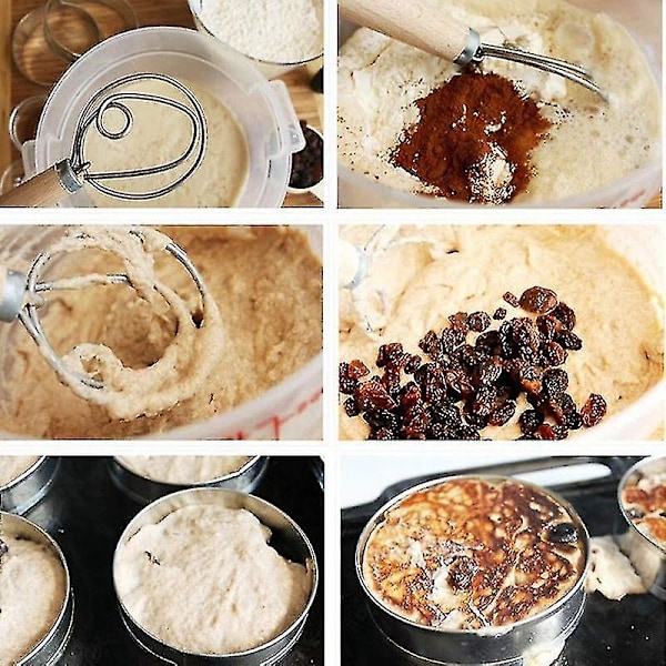 Dansk Dejgpisker Brødblander, 3 stk. Rustfrit Stål Hollandske Piskere til Kage Dessert Brød Pizza Pastr
