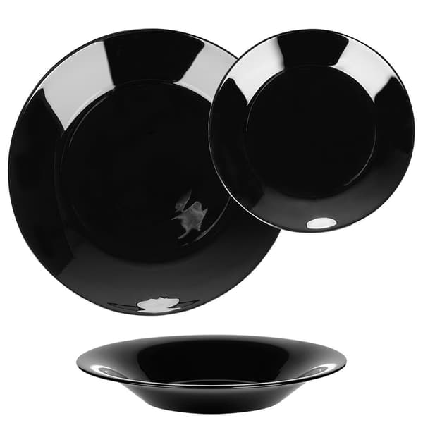 Black Glass Dinnerware Set 18 Pieces