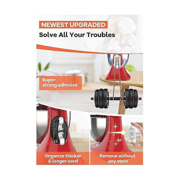 Ledningsorganisator for små apparater, strømledningsholdere, blender, kaffetrakter, trykkoker og