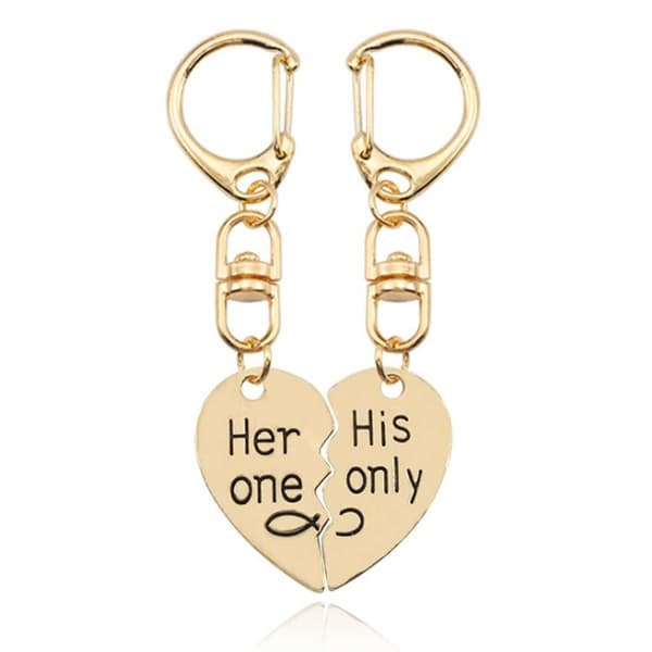 Two-piece Keychain for Couples - His and Hers Gold