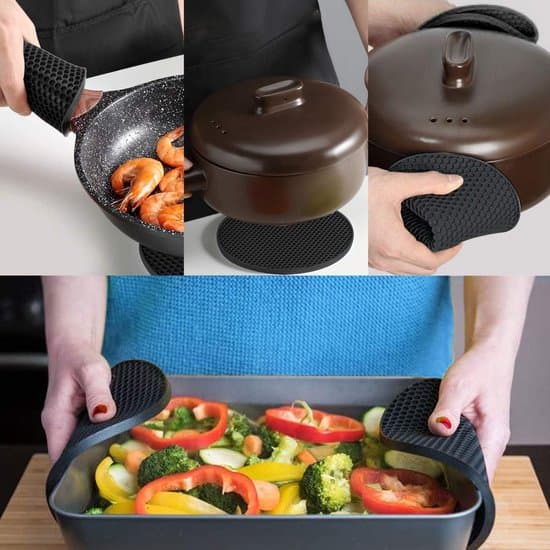 Silicone Trivet Set (4 Pieces) - Heat Resistant & Non-Slip - Thickened & Extra Large - Black Kitchen Trivets
