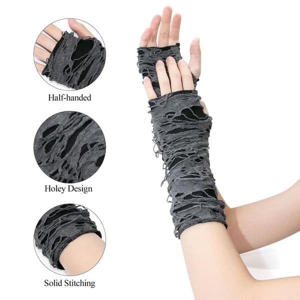 Gotiske fingerløse handsker - Gotiske fingerløse handsker til mænd og kvinder, perfekte til Halloween-kostumefester