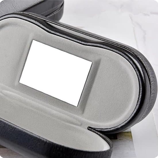 Reversible 15.8x7 cm Double-Layered Glasses Case with Mirror for Two Pairs, Black