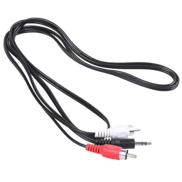 3,5 mm hodetelefonplugg til 2 x RCA AV lydkabel