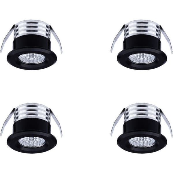 Sæt med 4 mini forsænkede LED-spotlights, 3W, Neutralt sort lys