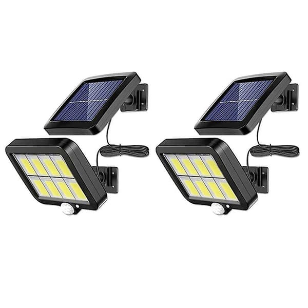 2-pack 2000 Lumen 160 Solcellslampor för vägg IP65 Vattentät Trådbunden Rörelsesensor Säkerhetsbelysning 360 D