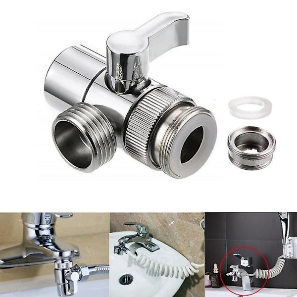 Vattenkran Koppling Switch Kran Adapter Köksbänk Splitter Avledare Ventil Bidet Dusch Kök Tillbehör