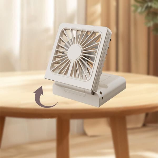 Mini bærbar ventilator - Grå - Batteridrevet - Sammenfoldelig - ABS telefonholder - Udendørs ventilator