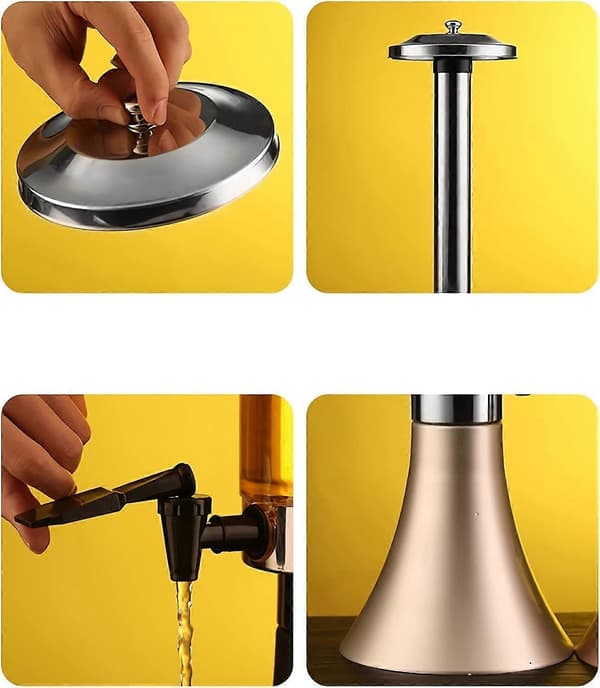 Tårn, 3L/101OZ Tårn, Drikketårn med Avtakbart Isrør i Rustfritt Stål og LED-lys, Drikkedispenser