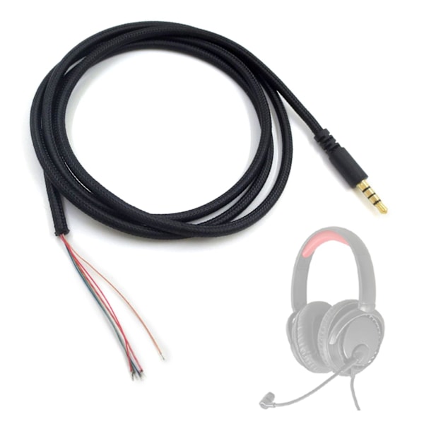 Hodetelefonkabel Erstatning 3.5mm Hannplugg Jack-kontakt Til Bare Ledning Åpen Ende Trs 5-polet Stereo Lydkabel For Hyper X Cloud Ii Core Pro Cloudx -st