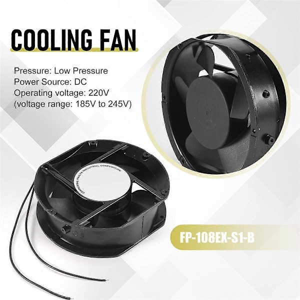 Axial blæser FP-108EX-S1-B 220V 38W Dobbelt Kugleleje Køleblæser Oval 172X150X51mm