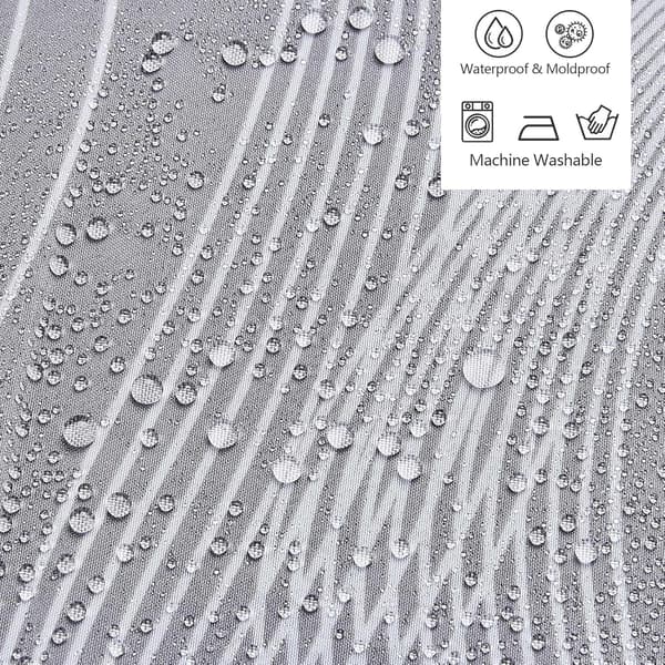 Polyester Shower Curtain, 180 x 200 cm, Waterproof Fabric, Machine Washable, with 12 Hooks, Grey.