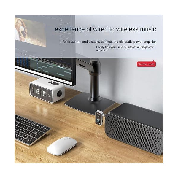 Bluetooth 5.3 Bil Aux Lydadapter Mottaker 3.5mm Jack Trådløs Lydsender For Bil Hodetelefoner