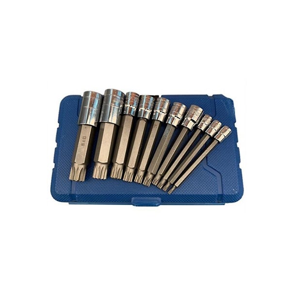 10-pakning Trippel Spline Driver Socket Sett 1/4in 3/8in 1/2in Sabotasjesikker Lang Rekkevidde Maskin Reparasjon