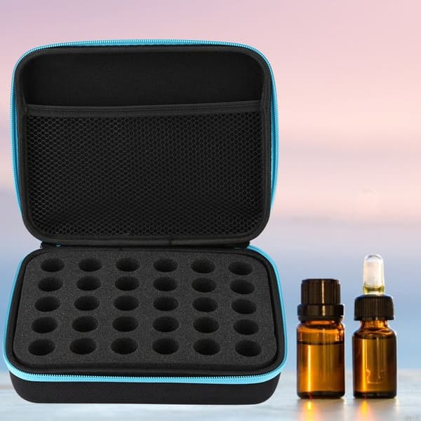 Bæreveske for eteriske oljer, stiv veske for eteriske oljer, egnet for 5 ml flasker (svart)