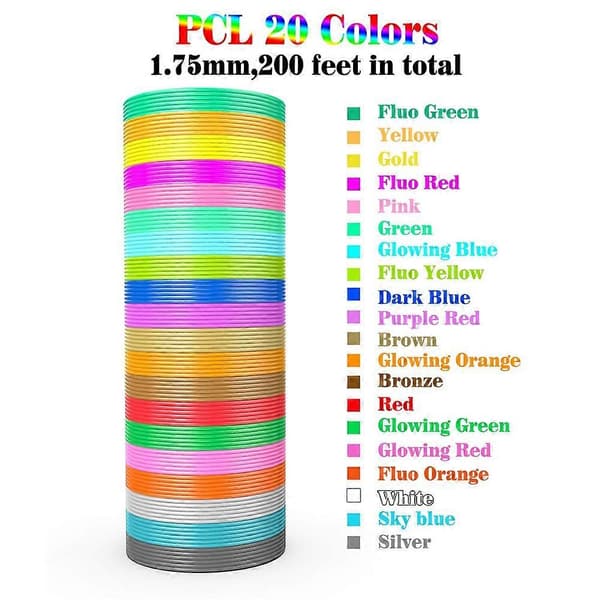 3D-printerpenn PCL Filament Refill 1,75 mm, Gaver til barn (61 meter)