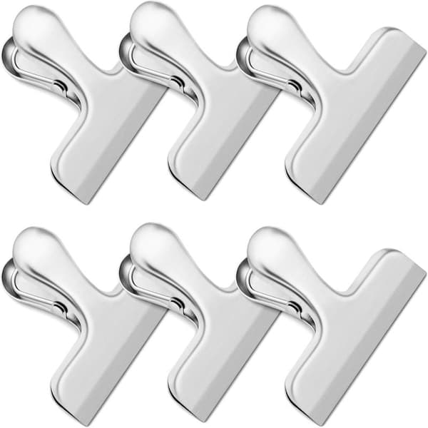 Chipsclips, 6 poseclips, madclips, madposeclips i rustfrit stål, velegnet til kontor, køkken og hjemmebrug