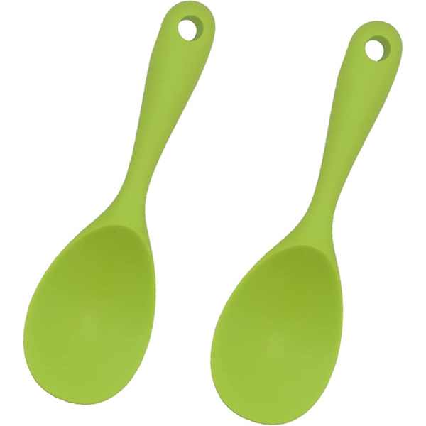Silikon risskopa sked set om 2, non stick värmebeständig kök gadge rissked, risskopa, risspatel (grön)