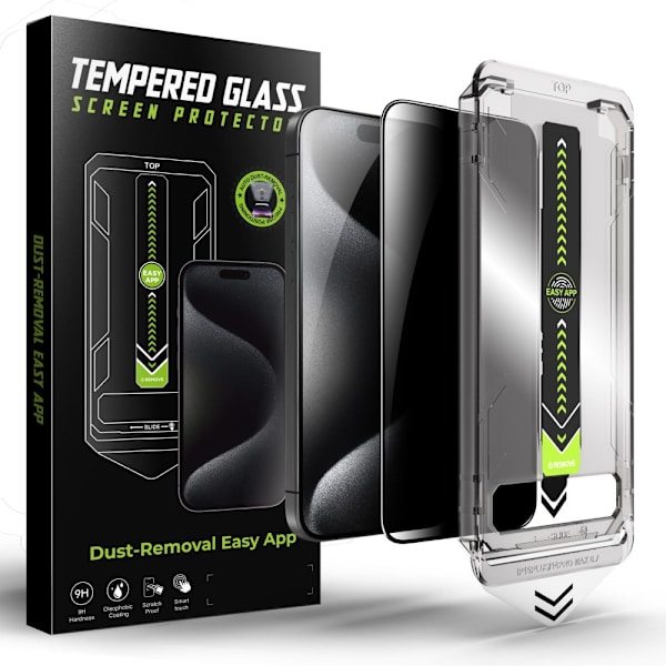 Privacy Tempered Glass Screen Protector for iPhone 16 - 9H Scratch Resistant, Easy, Bubble-Free Installation