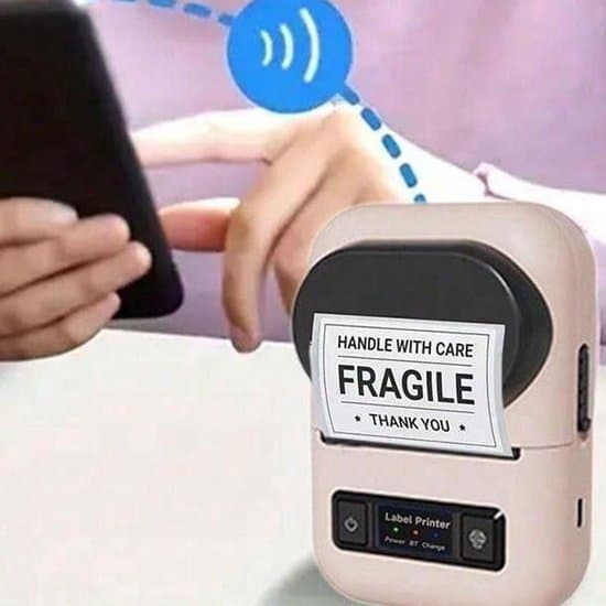 Portable Thermal Label Printer - Compact, Wireless Bluetooth Label Maker for Home, Office, Store, and Shipping (Pink)