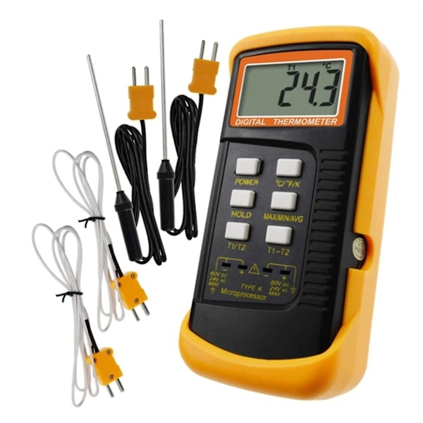 Noga temperaturmätning Övervakning Värmemätare med 4 Termoelementprober Sensor K-Typ Termoelement Termometer