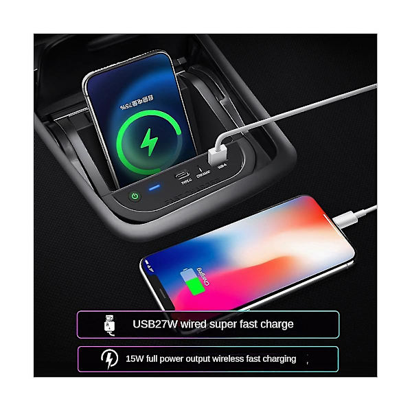 2024 15W Trådløs Biloplader Hurtig Telefonoplader Opladningspude Telefonholder til A-Klasse W176 GLA CLA X156