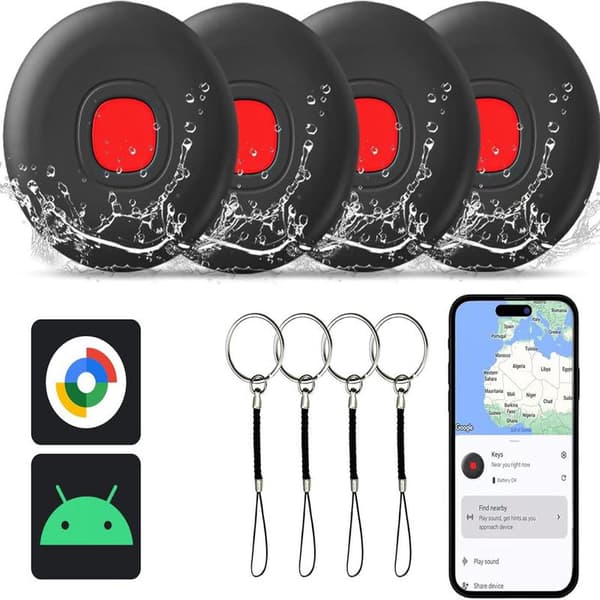 Android Tracker Tags, Smart Tags for Android, Google Certified/Works with Google Find My/Luggage Tracker Android, Groundbreaking Waterproof