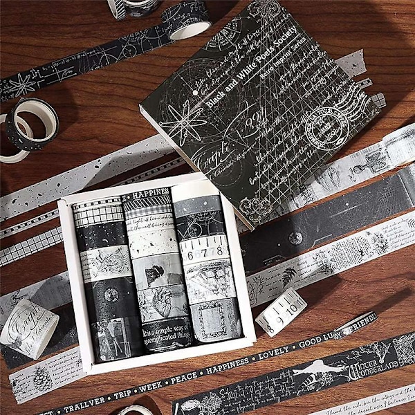 20 stk. Retro Washi Tape Sæt Maskeringstape Papirvarer Journal Forsyninger Grid Scrapbooking Dekorativt Ad