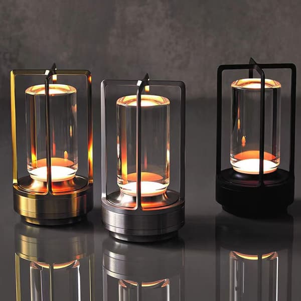 Cordless LED Lamp | Rechargeable Metal Table Lamp Lantern Black