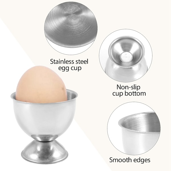 Eggeglass Sett Rustfritt Stål Egg Hardkokte Egg Og Myk Brett Verktøyholdere Kjøkken, Sølv