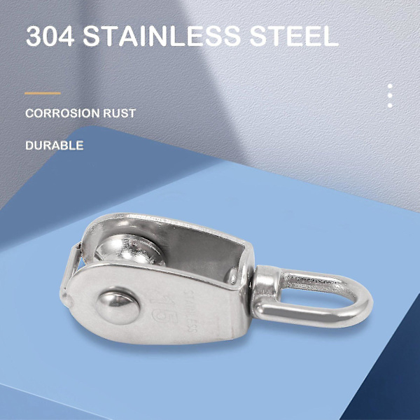 4 st M15 enkel remskiva block rostfritt stål liten remskiva rulle för rep sladd i vridbar silver Pu Tingquan Shop