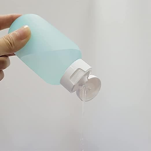 3-pack reseflaskor, 60 ml reseflaskor och behållare, resefyllbara klämflaskor med väska (blå/gul/rosa)