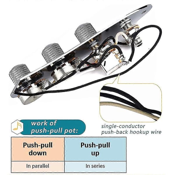 Förmonterad Kontrollplatta För Jazzbasgitarr, Laddad J Bass Kontrollpanel Med Kablage Push Pu (trassel)