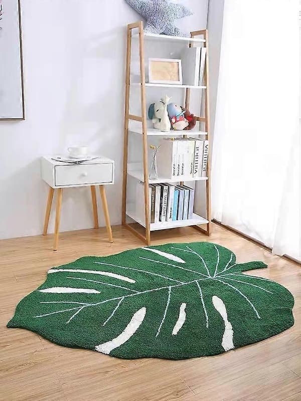 Halkfri badrumsmatta i form av ett löv Grön 50 x 80 cm