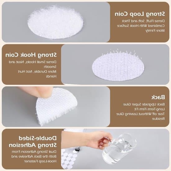 Hook and Loop Round Dots - Self-Adhesive Fastener - Craft Hobby - Strong and Residue-Free - 10mm - White
