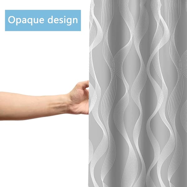Polyester Shower Curtain, 180 x 200 cm, Waterproof Fabric, Machine Washable, with 12 Hooks, Grey.