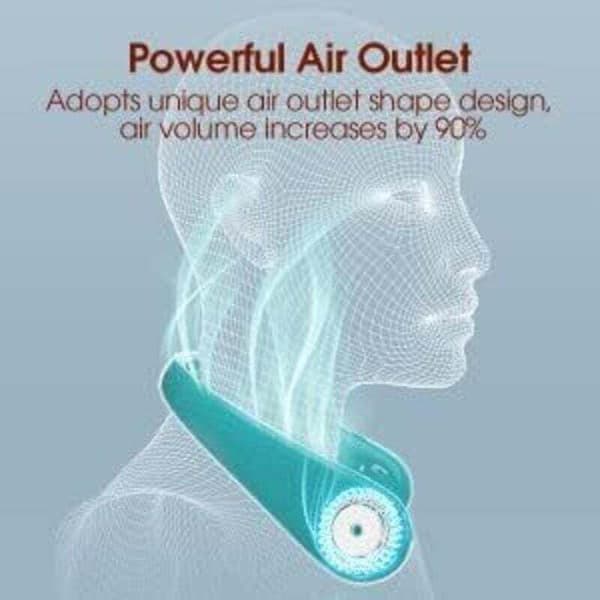 Bærbar halsventilator. USB-halsventilator. Bladløs håndfri ventilator. Tre blæserhastigheder (hvid).
