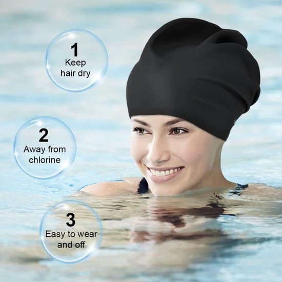 Ekstra stor badehætte til langt hår, unisex vandtæt silikone badehætte til tykt, krøllet, dreadlocks, sort.
