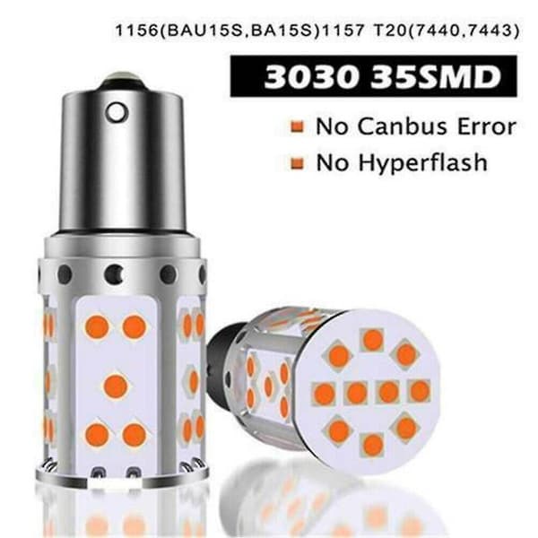 2 kpl Virheetön Ei Hyper Flash Oranssi Bau15s 7507 PY21W LED Vilkkupolttimo
