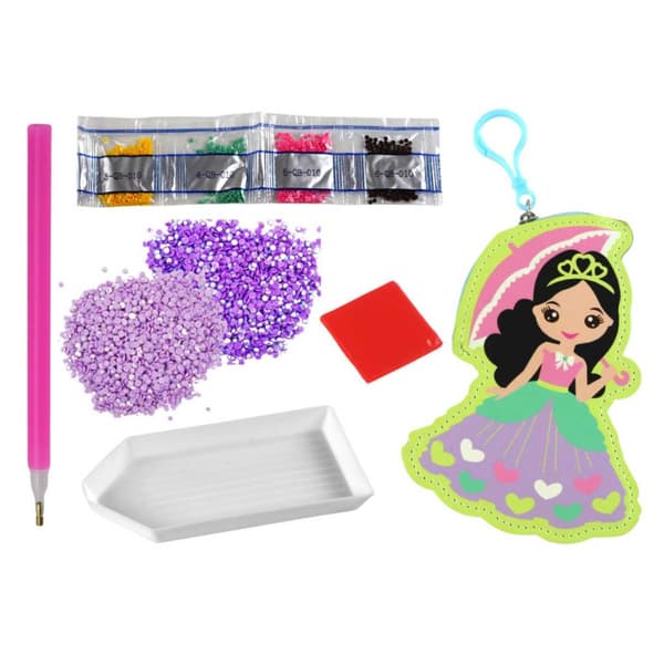DIY Diamantmaling Nøglering Prinsesse
