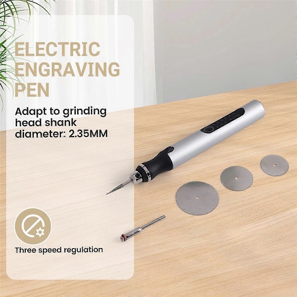 Elektrisk Gravyrpenna Gravyrverktygsset Mikro-gravyrpenna Etsningspenna DIY Roterande Verktyg för Snideri, Trä