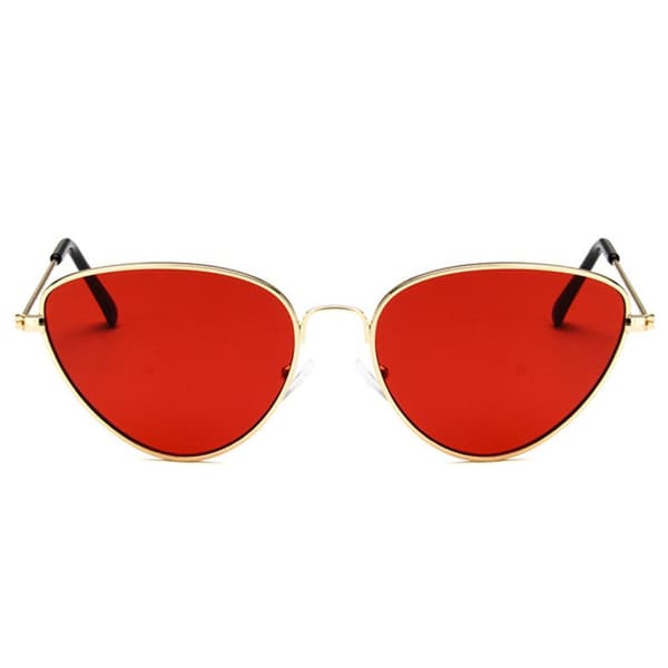 Golden Triangular Sunglasses Red Glass