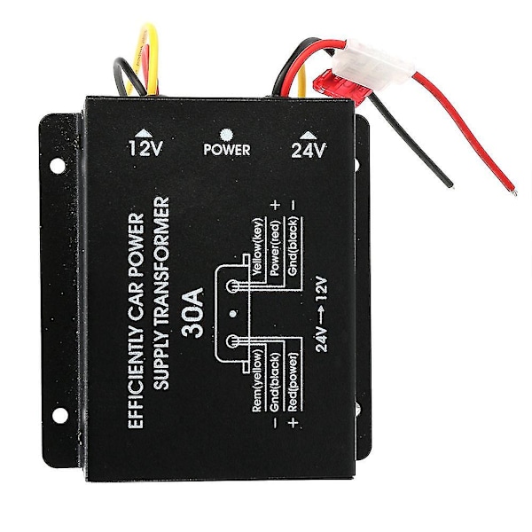 24V til 12V 30A Bil Strømforsyning Buck Transformer Konverter Lastbil Bus DVD Lyd Modificering Effektiv Køretøjs Strøm Buck