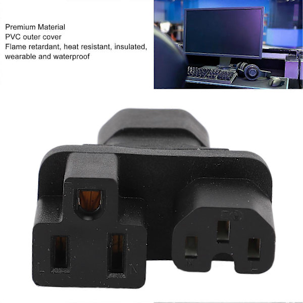 IEC320 C14 til C13 og 515R Strømadapter Han til Hun Strømstik Splitter Adapter til Bordlampe Printer