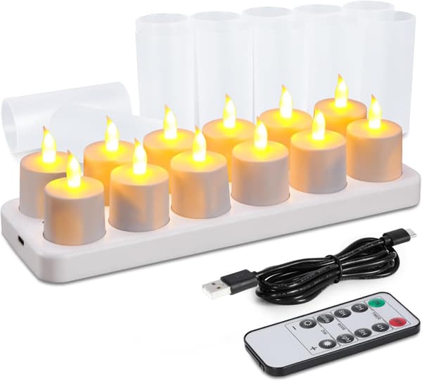 Rechargeable Tealights, 12 Pcs Rechargeable Candles A A