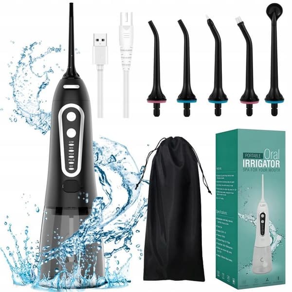 Bærbar vanntråd – HDEYE – Profesjonell – 6 dyser – 300 ml – IPX7 – 5 moduser